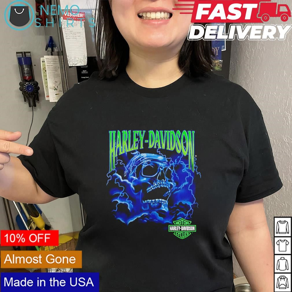 Harley-Davidson Motorcycles skull lightning graphic shirt