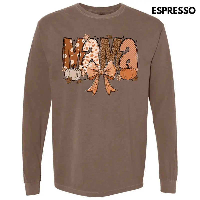 Harvest Time Mama Long Sleeve Comfort Colors T-Shirt 'NLB' Hoodie, Sweatshirt | CiraTrend.com