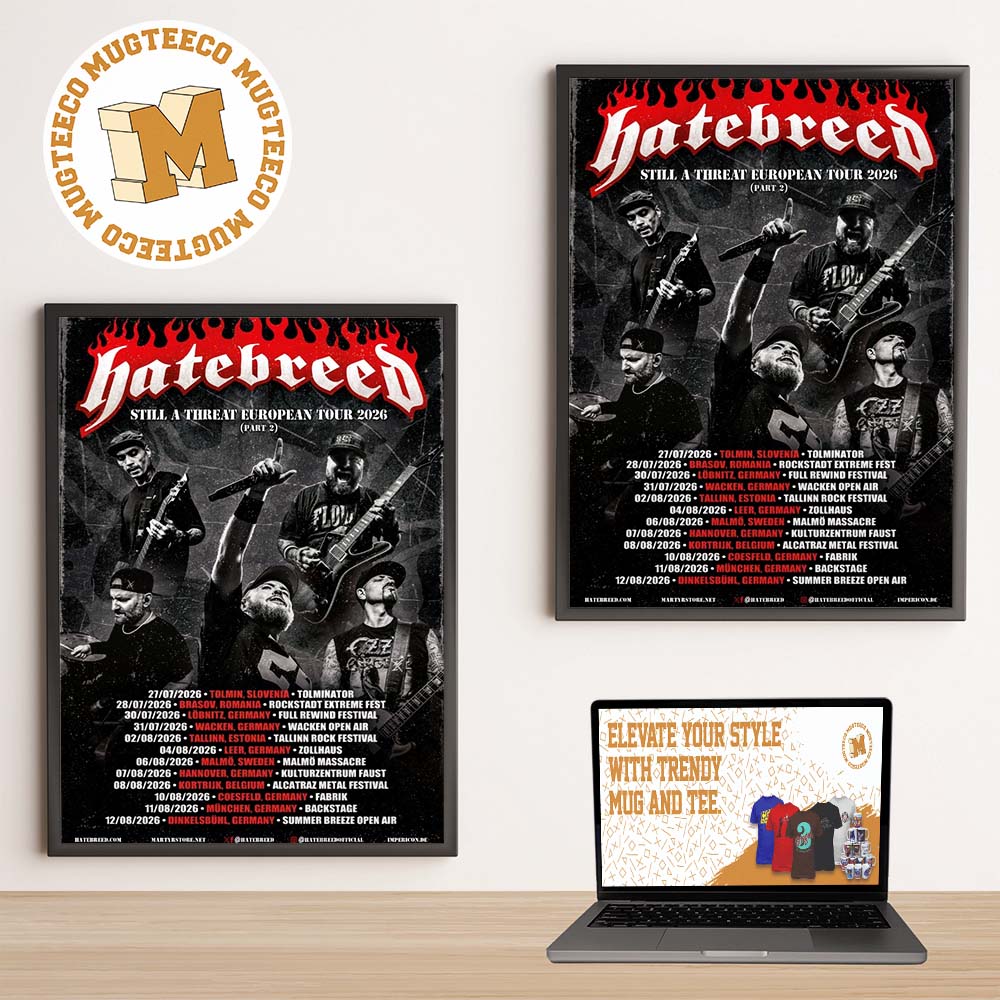 Hatebreed Still A Threat European Tour 2026 Part 2 Home Decor Poster Canvas