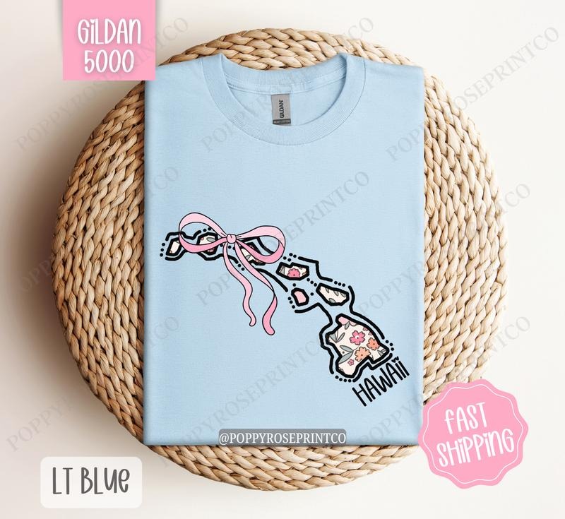 Hawaii Gildan T-shirt, Cute Hawaii State Shirt, Hawaii Floral Bow Tee Hoodie, Sweatshirt | CiraTrend.com
