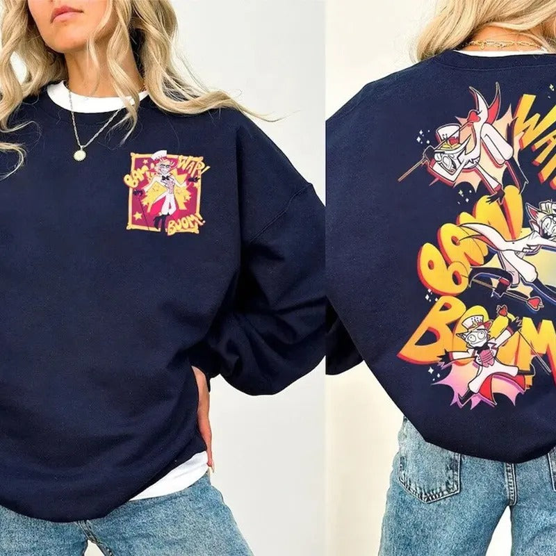 Hazbin Hotel 2Sided Tshirt, Lucifer Wap Bam Boom Sweatshirt, Lucifer Hazbin Hotel Womenswear Shirt, Helluva Boss Tee, Alastor Hazbin Hotel, Gifts For Fans