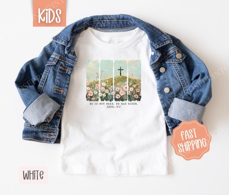 He is Not Here He has Risen Kids Shirt - Easter Children's Tshirt - Cute Youth Tee Gildan Hoodie, Sweatshirt | CiraTrend.com