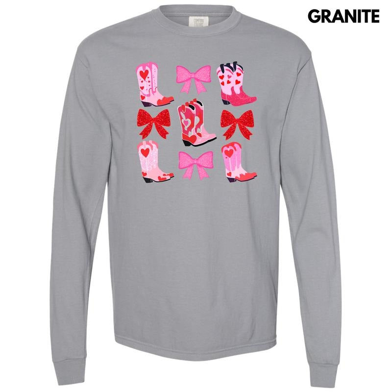 Heart Boot Bow Collage Long Sleeve Comfort Colors T-Shirt 'NLB' Hoodie, Sweatshirt | CiraTrend.com