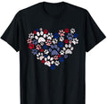Heart Dog Paw American Flag 4th Of July Shirt