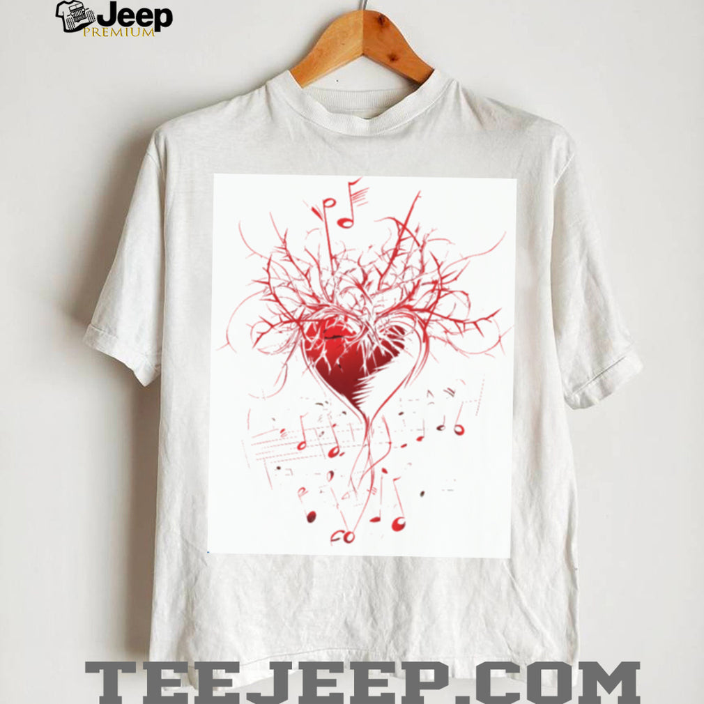 Heart Harmony Musical Notes and Thorns Graphic T Shirt