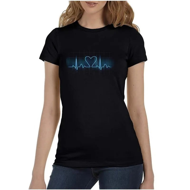 Heart Signal Love Valentines Women's Missy T-Shirt Casual Comfort Cotton Crewneck Tee Top Hoodie, Sweatshirt | CiraTrend.com