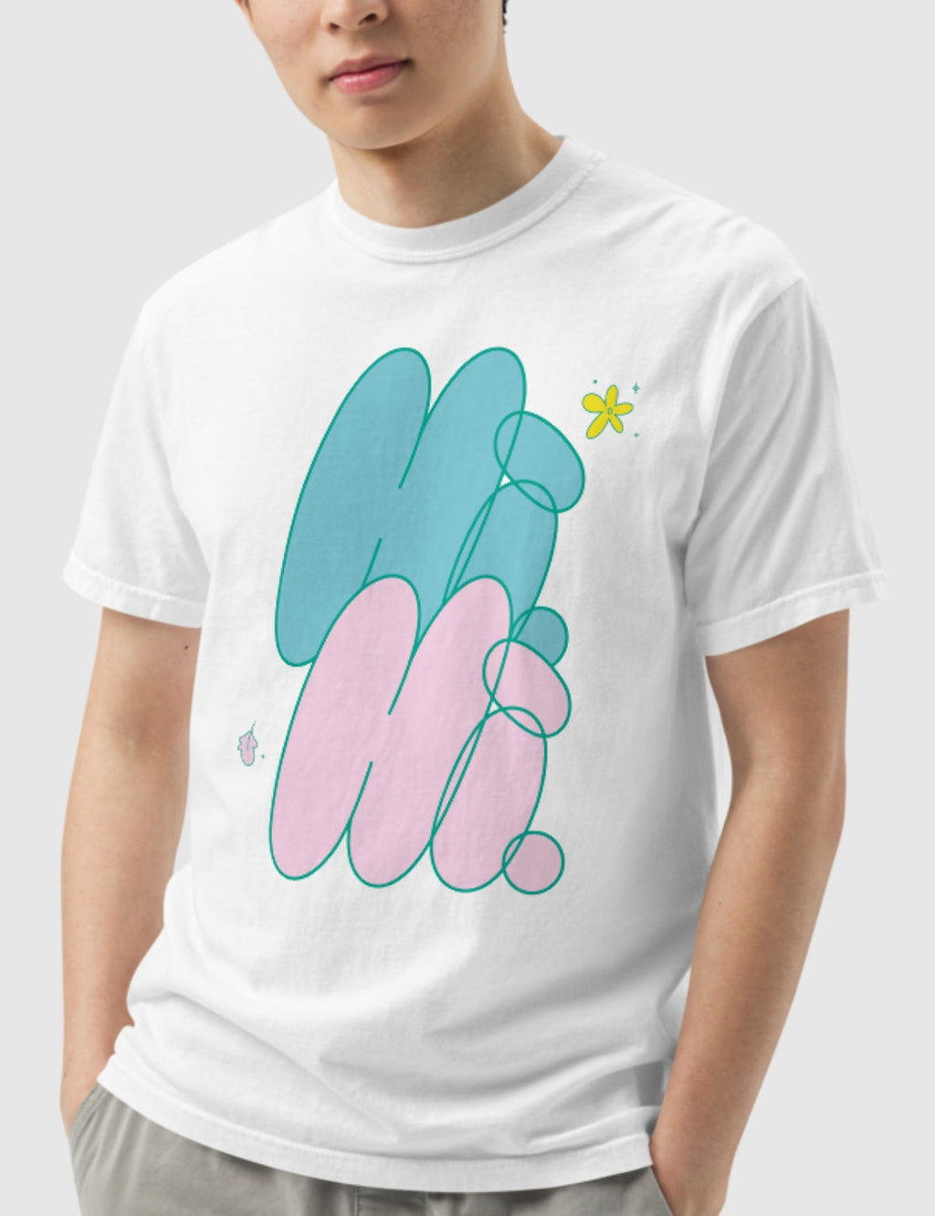 Heartstopper Unisex "Hi" Cartoon T-Shirt [White] Hoodie, Sweatshirt | CiraTrend.com (Image 2)