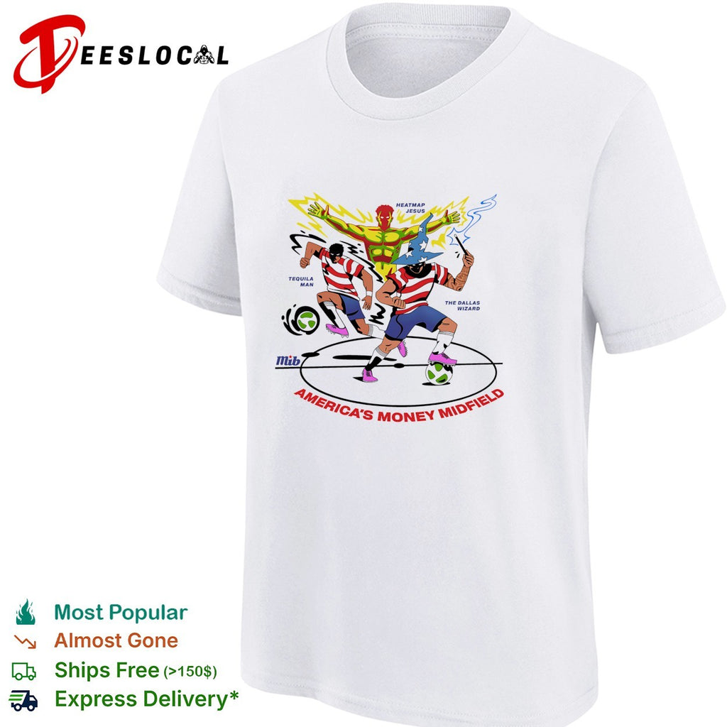 Heatmap Jesus glowing America’s money midfield soccer shirt