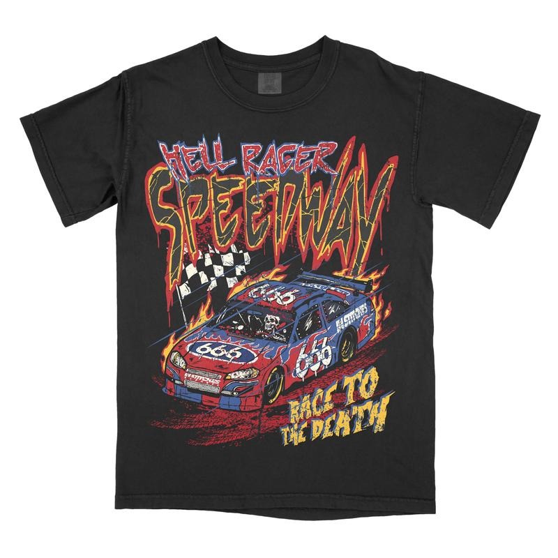 Hell Racer - Comfort Colors Graphic Tee Shirt Top Hoodie, Sweatshirt | CiraTrend.com
