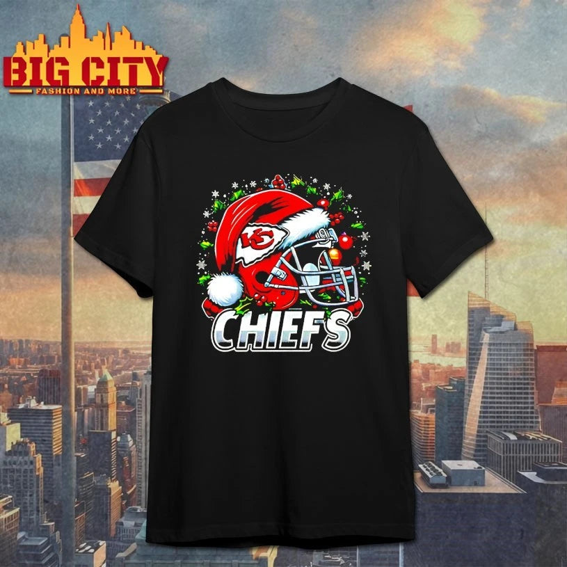 Helmet Santa Hat Kansas City Chiefs Christmas shirt