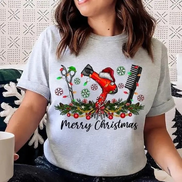 Merry Christmas Hairstylist 100% Cotton T-shirt - Unisex Style - Gift for Him/Her t shirt Hoodie, Sweatshirt | CiraTrend.com