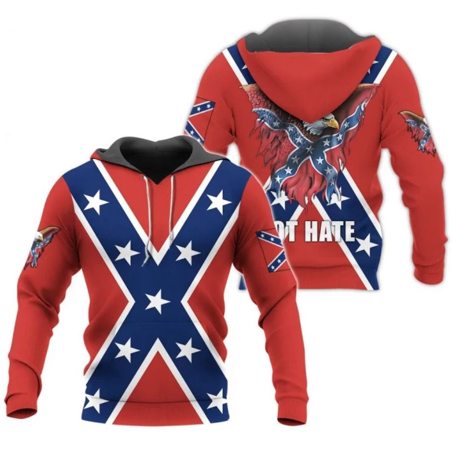 Heritage Not Hate Rebel Flag 3D Hoodie & Sweatshirt