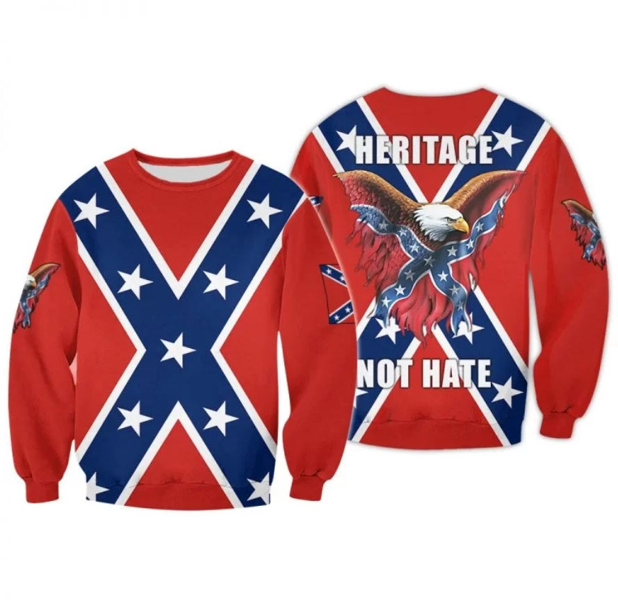 Heritage Not Hate Rebel Flag 3D Hoodie & Sweatshirt