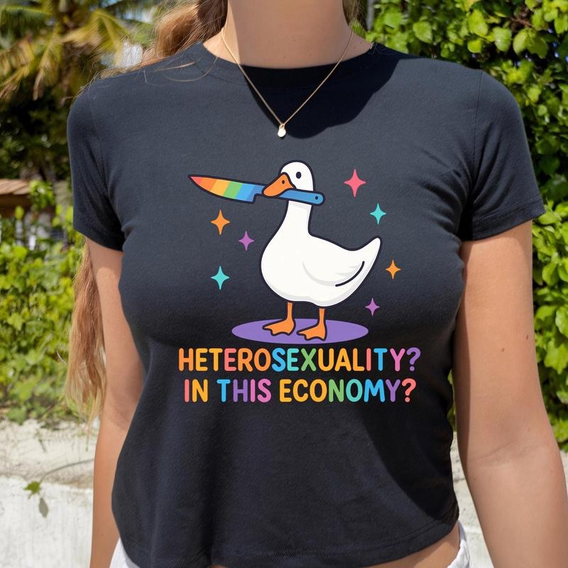 Heterosexuality In This Economy Baby Tee, Pride Shirt, LGBTQ Shirt, Sexy Top Fitted Hoodie, Sweatshirt | CiraTrend.com