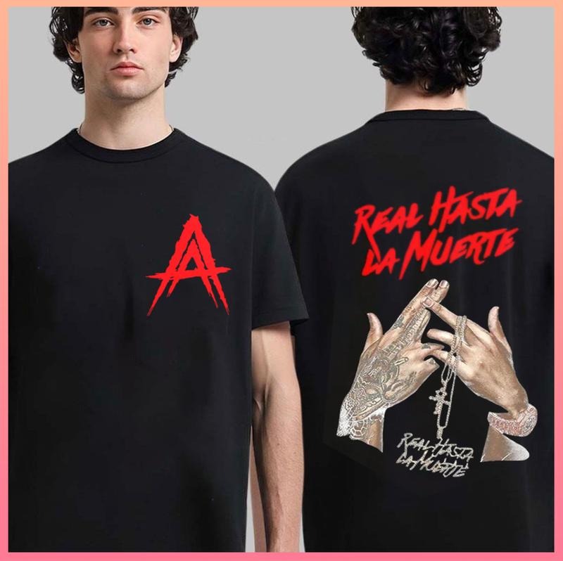 Hiphop Aaanuel Real Hasta La Muerte Vintage Y2k Graphic Print T-Shirt Graphic Tee Unisex Top Streetwear Hoodie, Sweatshirt