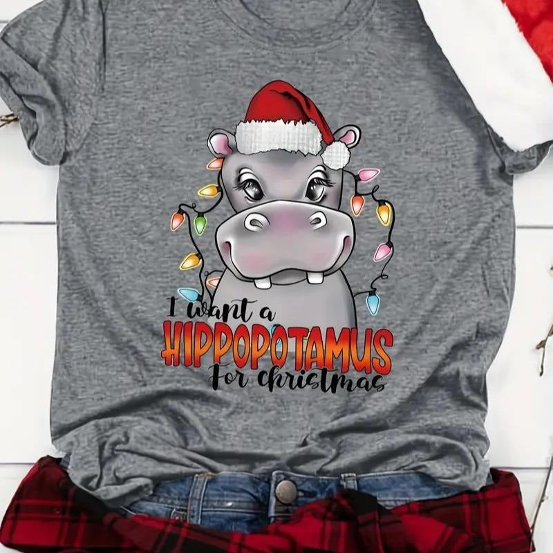 Hippo Christmas Shirt - I Want a Hippopotamus for Christmas
