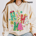 Ho Ho Ho Tree Faux Glitter Christmas Winter Graphic Sweatshirt Casual Cotton Polyester Oversized sweatshirt - Comfort...