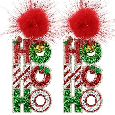 HoHoHo Glitter Earrings T-Shirts, Hoodie, Sweatshirt | CiraTrend.com