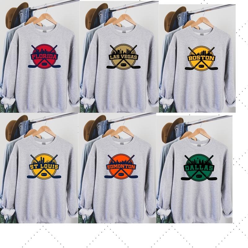 Hockey Sweatshirt City Pride Hockey Sweatshirt Hockey Sweater Comfy Sweatshirt T-Shirts, Hoodie | CiraTrend.com
