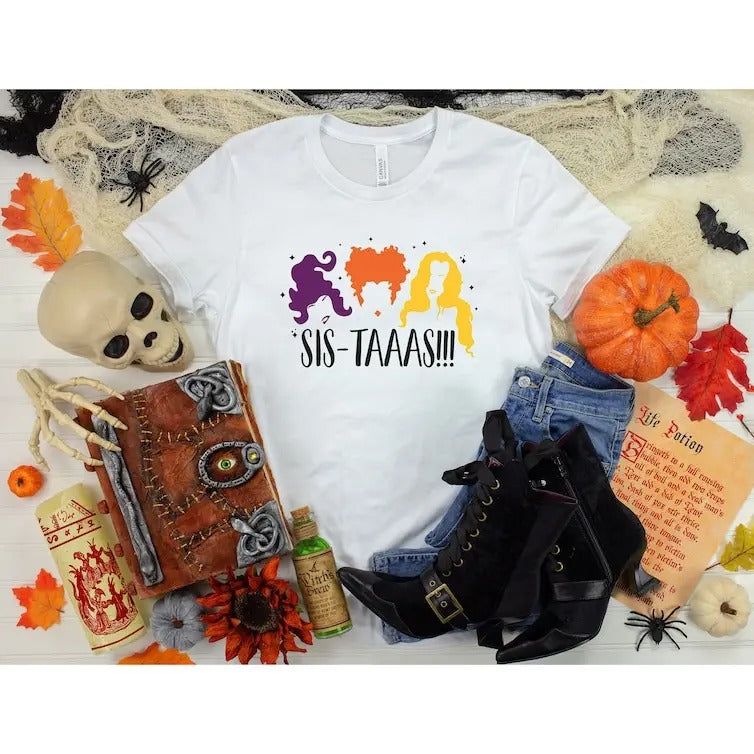 Hocus Pocus Sistaaas Shirt, Halloween T-Shirt, Sanderson Sisters Shirt, Halloween Party Shirt, 2024 Halloween Shirts,...