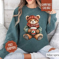 Holiday Bear Sweatshirt Comfort Colors,  Cute Christmas Sweater Womenswear,  Holiday Crewneck T-Shirts, Hoodie