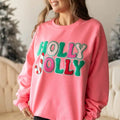 Holly Jolly Chenille Patch Sweatshirt | Holiday Christmas Sweatshirt T-Shirts, Hoodie | CiraTrend.com