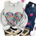 Holographic HEART Sequin Patch Sweatshirt -- Ash Grey T-Shirts, Hoodie | CiraTrend.com
