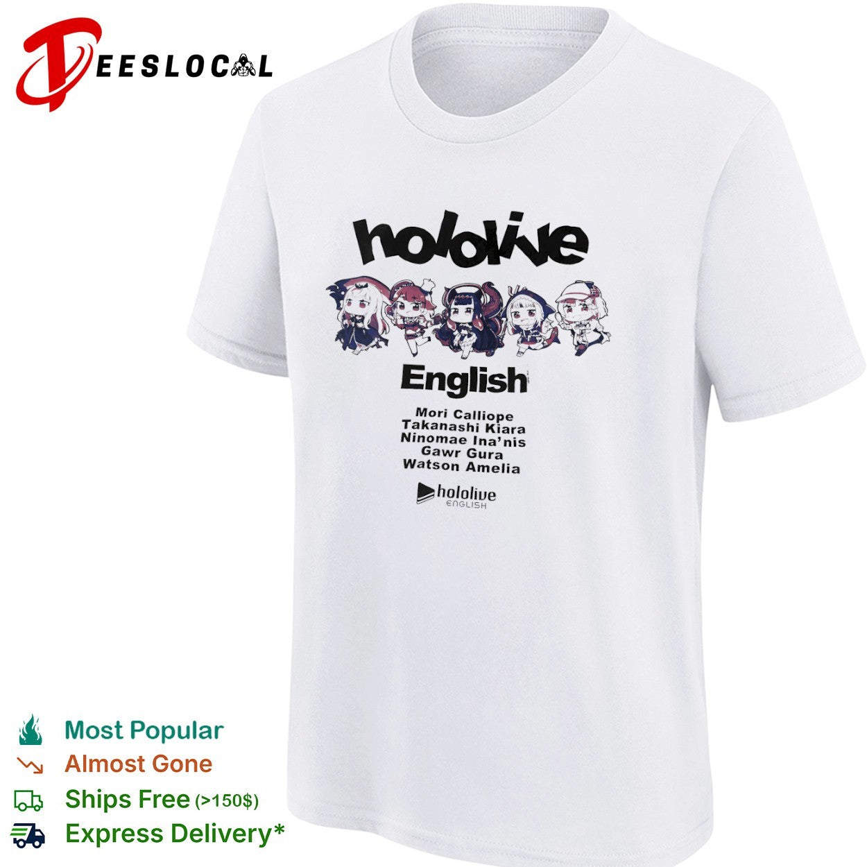 Hololive English Mori Calliope Takanashi Kiara Ninomae Inanis Gawr Gura Watson Amelia shirt