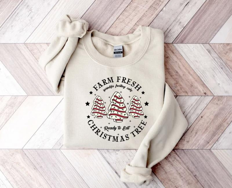Farm Fresh Christmas Tree Sweatshirt/Shirt/Hoodie, Retro Crewneck, Gift For Girlfriend, Cotton, Print Tee | CiraTrend.com