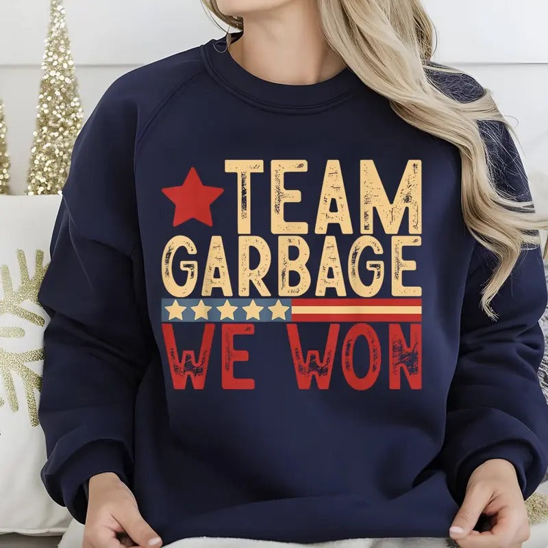Team Garbage We Won Tshirt/Sweatshirt/Hoodie, Retro Santa Crewneck, Gift For MyFriends, Cotton, Menswear Top | CiraTrend.com