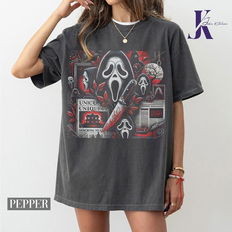 Horror Ghostface Comfort Colors Shirt, Vintage 90s Movie Sweatshirt, Halloween Comfort Colors Shirt, Horror Movie,...