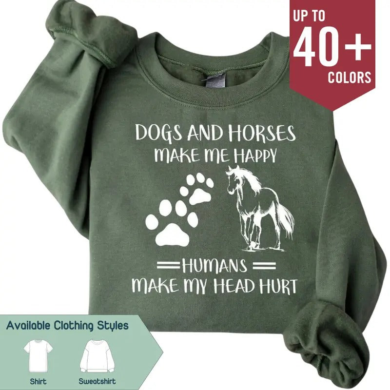Horse Love Sweatshirt, Country Girl Southern T-shirt, Dog Mom Gifts, Horses & Dogs Graphic Tee, Gift for Best Friend,...