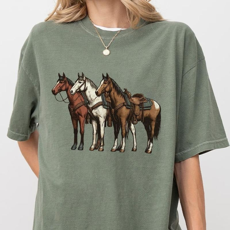 Horsin Around T-shirt, Western Shirt, Horse Vintage Tee For Her, Shirt For Women, Western Graphic Tee, Cowgirl Tshirt,...