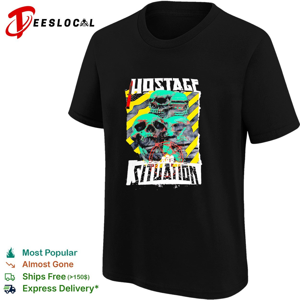 Hostage Situation skull and caution tape aesthetic shirt