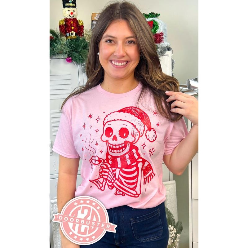 Hot Cocoa Christmas Skeleton Graphic T-Shirt Hoodie, Sweatshirt | CiraTrend.com