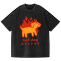 Hot Dog Vintage Wash Japanese Design T-Shirt, Funny Anime Graphic Tee Shortsleeve Comfort Top Summer Womenswear Hoodie,...