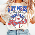 Hot Mess Always Stressed Baseball Mama T-Shirt, Sports Mom Shirt, Baseball Mom Shirt, Game Day T-Shirt, Baseball...