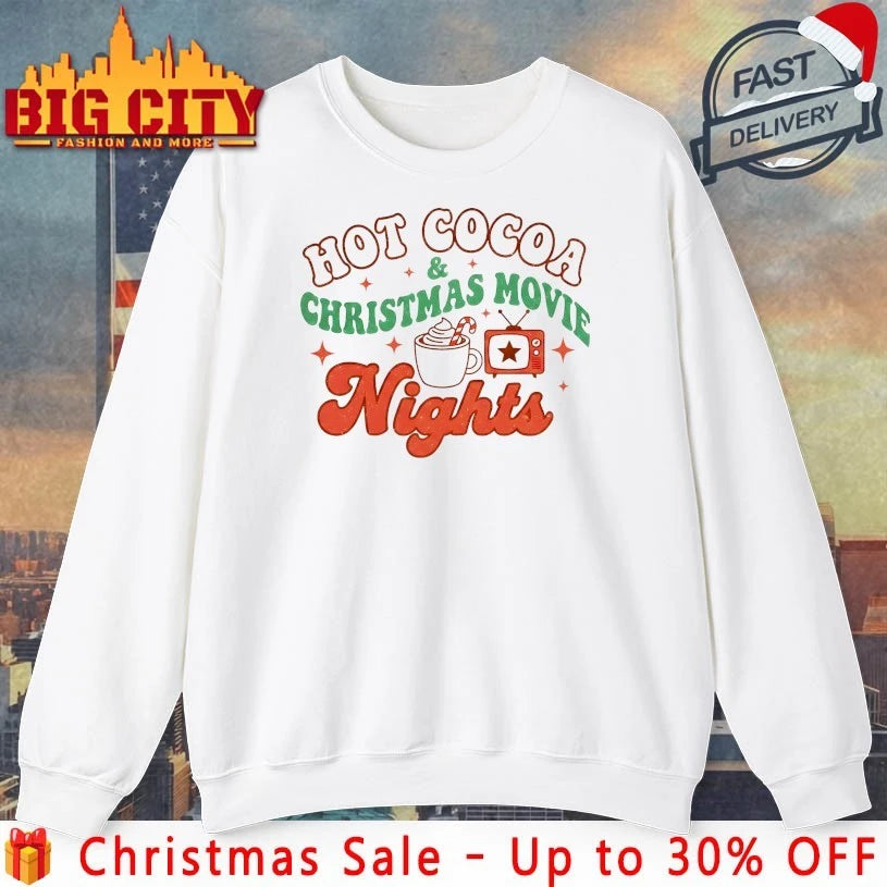 Hot cocoa and Christmas Movie Night 2025 shirt