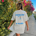 Howdy & Aloha Shirt, Coastal cowgirl aesthetic, cowgirl beach days, beach oversized t-shirt Comfort Cotton Hoodie, Sweatshirt