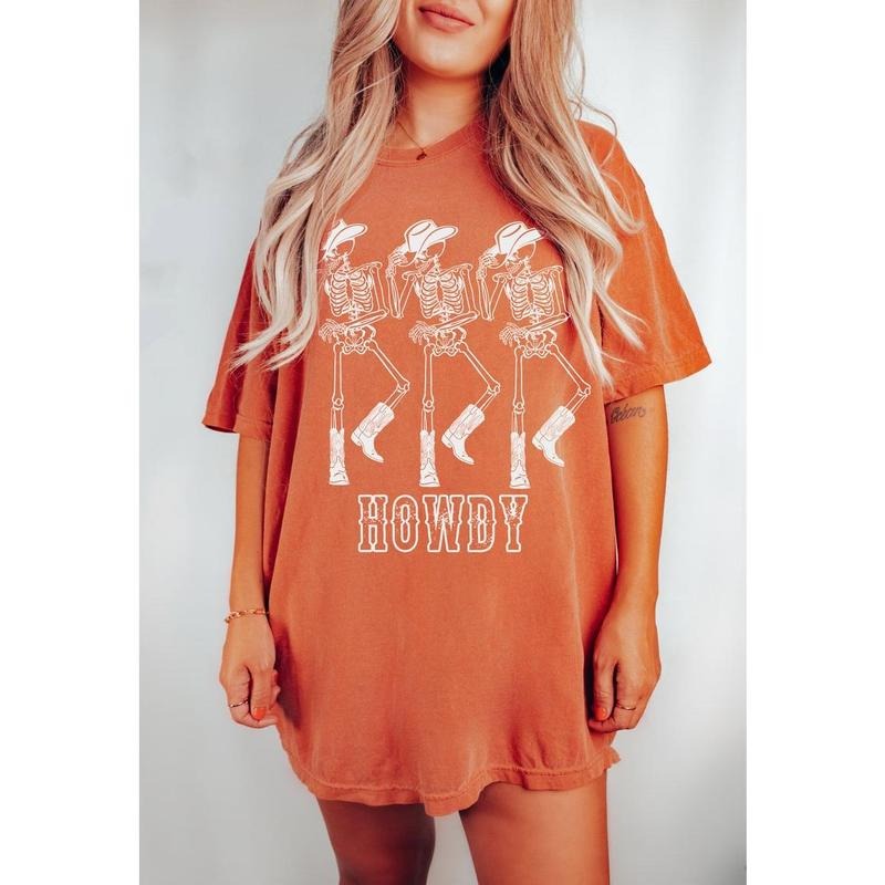 Howdy Cowboy Tee, Skeleton Cowboy Tee, Dancing Skeleton Tee, Boho Tee, Vintage Inspired Cotton T-shirt, Unisex Tee, Tee...