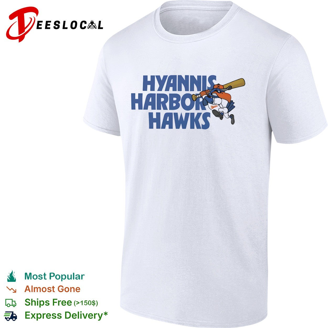 Hyannis Harbor Hawks Baseball Team Logo Mascot Character Cape Cod League shirt