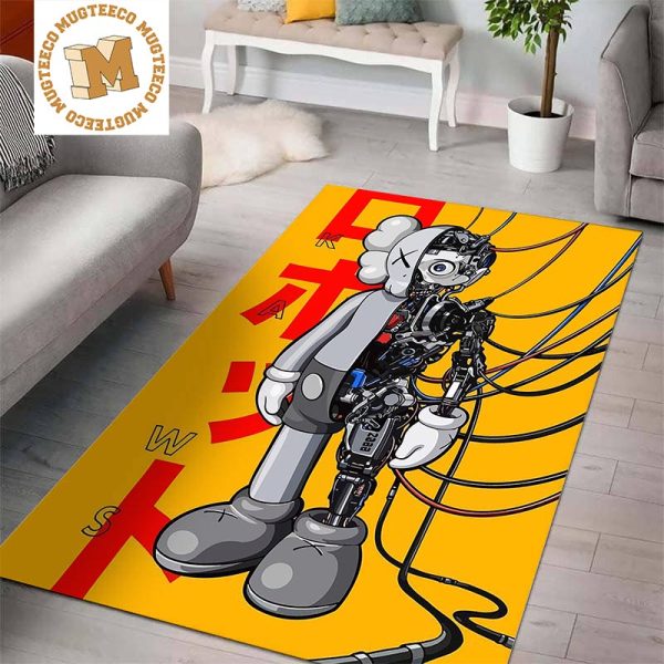 Hypebeast Robot Kaws Companion Flayed In Yellow Background Rug Carpet