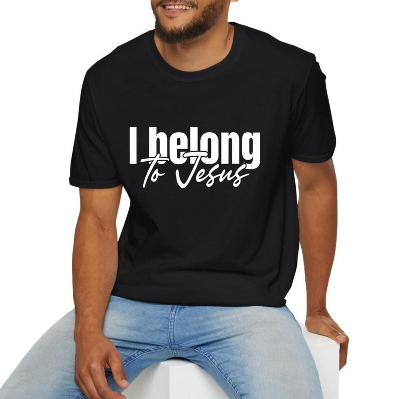 I Belong to Jesus Tee Pure Cotton Casual Style Crew Neck Short Sleeve T-Shirt Tops Trendy for Unisex Hoodie, Sweatshirt