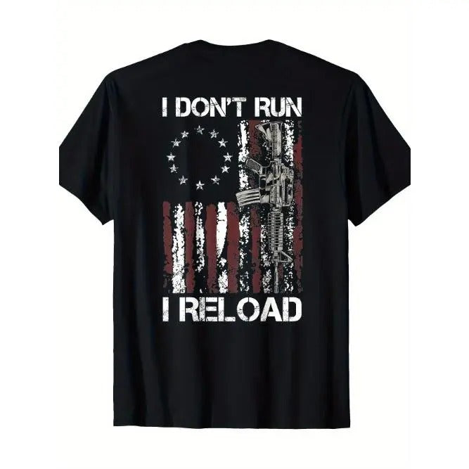 I Don't Run I Reload Gun American Flag Patriots T-Shirt Made in USA Hoodie, Sweatshirt | CiraTrend.com