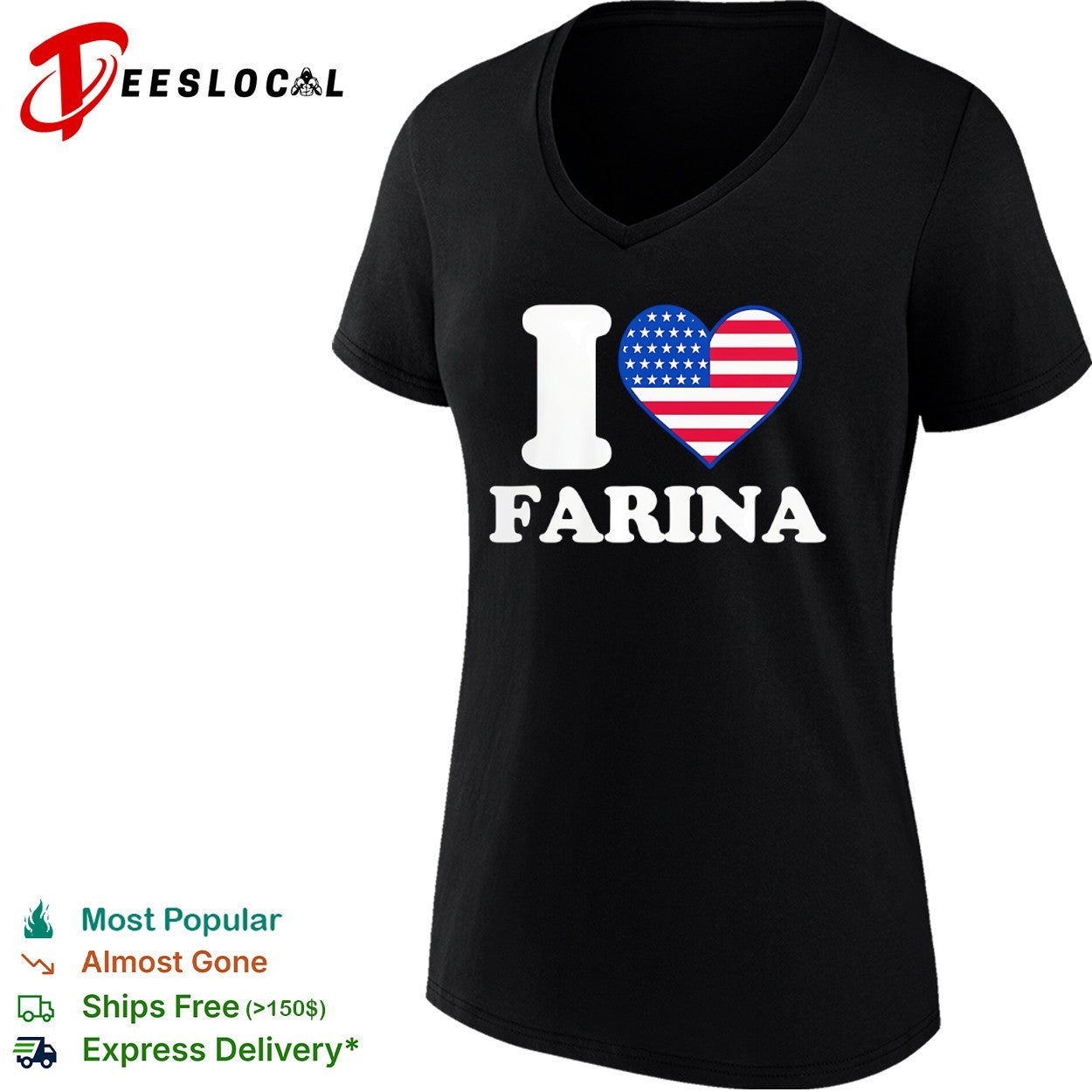I Love Farina American heart flag graphic shirt