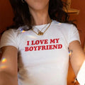 I Love My Boyfriend Tshirt, Y2K Retro Style T-shirt, Valentine's Day Tee Shirt, Funny Cool Vintage Style, Valentine Gift...
