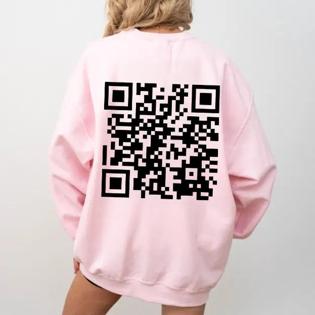 I Love You QR Code Back Side Sweatshirt, QR Code I Love You Valentine's Sweatshirt, Valentines Gifts, Gift For Her, Gift...