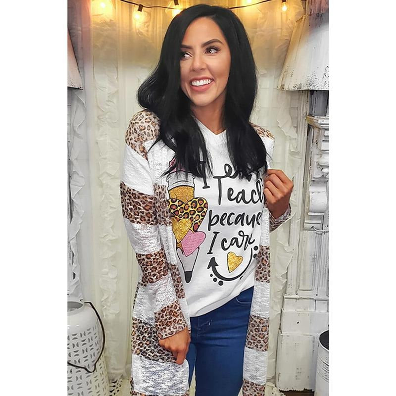 I Teach Because I Care V-Neck T-Shirt Hoodie, Sweatshirt | CiraTrend.com