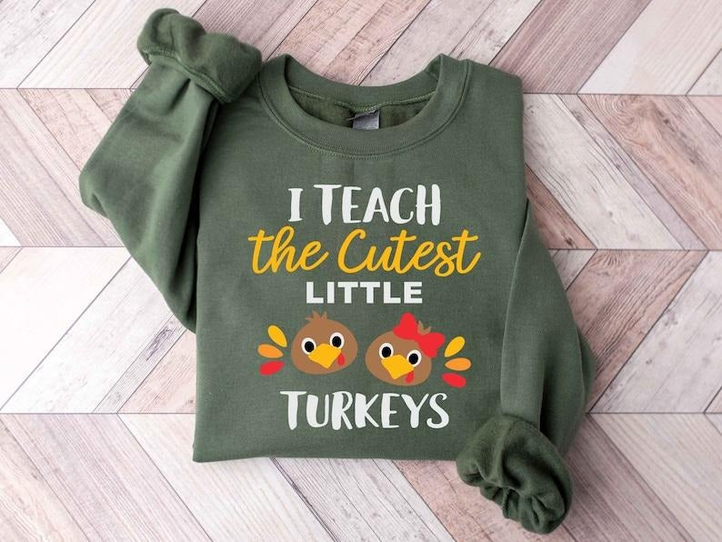 I Teach The Cutest Little Turkeys T-Shirt, Teacher Thanksgiving Shirt, Thanksgiving Turkey Shirt, Fall Teacher Shirt,...