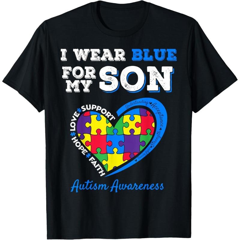 I Wear Blue For My Son Autism Awareness Mom Dad Parents T-Shirt Hoodie, Sweatshirt | CiraTrend.com